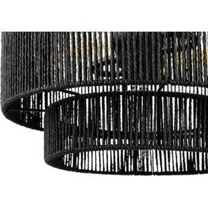 NEW Boho Black Paper Twine Rattan Light Fixture Braided Fabric Cord Retro Art